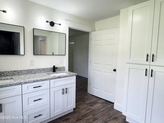 200 Colonial Ave, Clinton, NC 28328 - bathroom with wood finished floors and double vanity