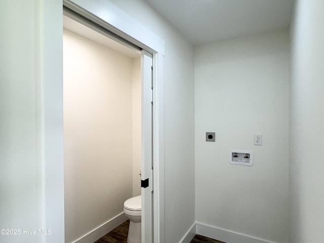 200 Colonial Ave, Clinton, NC 28328 - laundry room with hookup for an electric dryer, dark wood-type flooring, and washer hookup