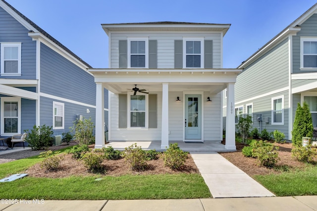 1009 Gathering Way, Wilmington, NC 28412 - view of front of home featuring covered porch and a ceiling fan