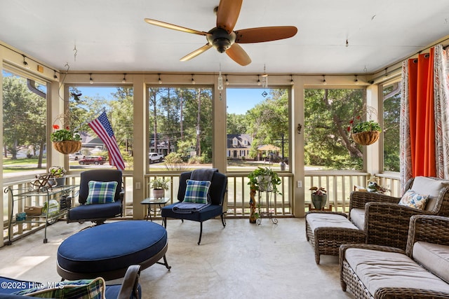 212 Park Ave, Southport, NC 28461 - sunroom / solarium featuring concrete flooring and a ceiling fan