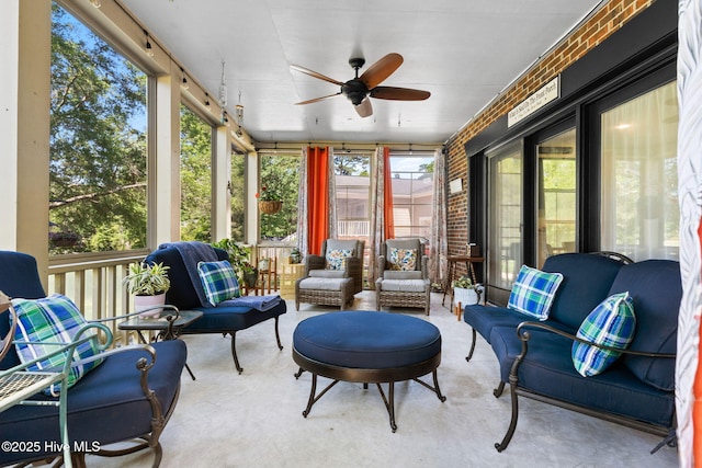 212 Park Ave, Southport, NC 28461 - sunroom / solarium featuring a ceiling fan and outdoor lounge area
