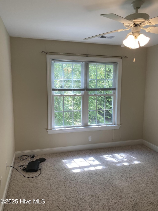 carpeted empty room with healthy amount of natural light and baseboards