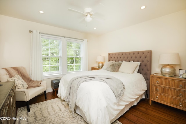 297 Broad St, Oriental, NC 28571 - bedroom featuring wood-type flooring, recessed lighting, and a ceiling fan