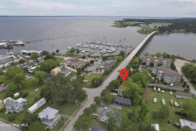 297 Broad St, Oriental, NC 28571 - aerial overview of property's location featuring a large body of water and numerous boat docks