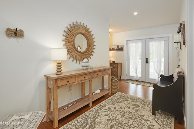297 Broad St, Oriental, NC 28571 - entryway with french doors, dark wood-type flooring, and recessed lighting