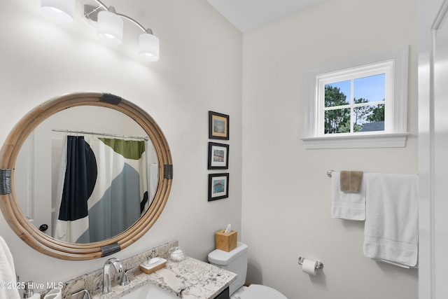 3752 Glenmere Ln, Southport, NC 28461 - bathroom featuring toilet, vanity, and curtained shower