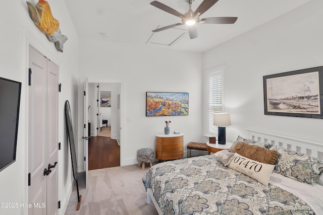 3752 Glenmere Ln, Southport, NC 28461 - bedroom featuring carpet floors, a closet, baseboards, and a ceiling fan