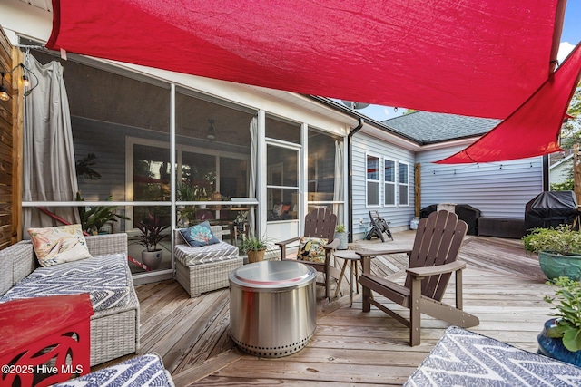 708 Cordgrass Rd, Hampstead, NC 28443 - wooden deck with a sunroom