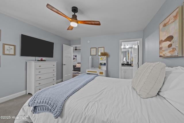 708 Cordgrass Rd, Hampstead, NC 28443 - bedroom featuring carpet flooring, baseboards, a ceiling fan, and connected bathroom