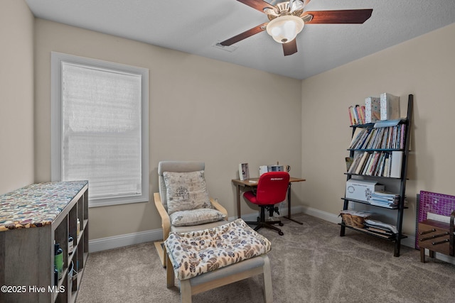 606 Spoleto Ct, Swansboro, NC 28584 - sitting room featuring healthy amount of natural light, carpet, a ceiling fan, and baseboards