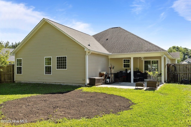 606 Spoleto Ct, Swansboro, NC 28584 - back of house with a patio area, ceiling fan, and a shingled roof