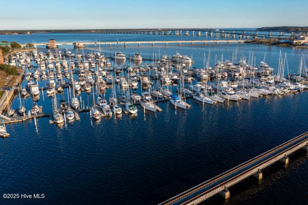 410 Isabelle St, New Bern, NC 28560 - water view with a notable bridge and numerous boat docks