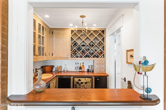 21 Sea Gull Trl, Bald Head Island, NC 28461 - indoor dry bar with wine cooler and recessed lighting
