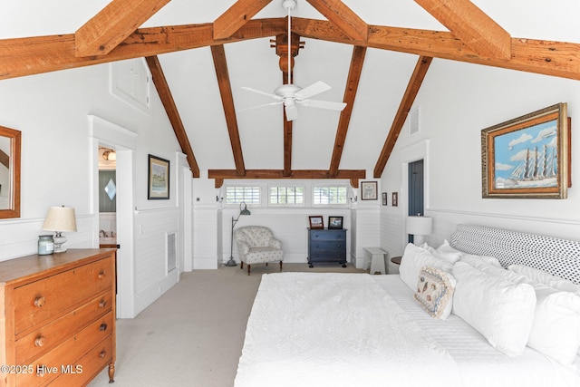 21 Sea Gull Trl, Bald Head Island, NC 28461 - bedroom with light carpet and a wainscoted wall
