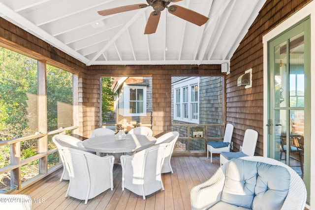 21 Sea Gull Trl, Bald Head Island, NC 28461 - sunroom with outdoor dining area, ceiling fan, and plenty of natural light