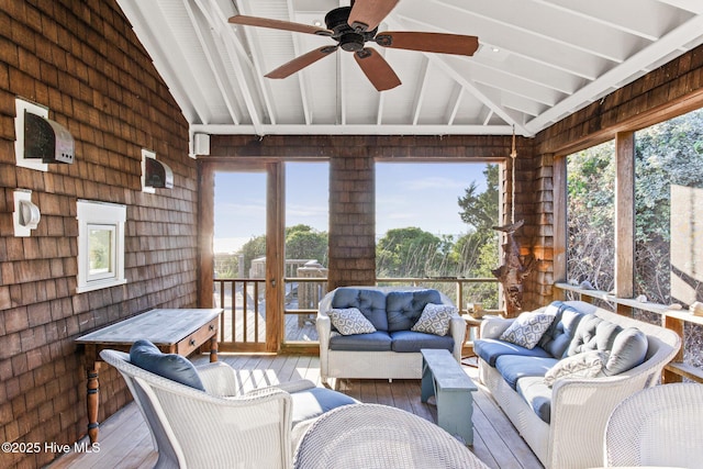 21 Sea Gull Trl, Bald Head Island, NC 28461 - sunroom featuring an outdoor hangout area and a ceiling fan