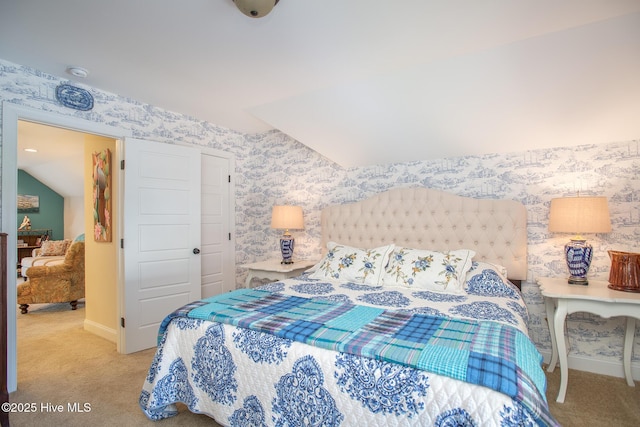 301 Hedrick St, Beaufort, NC 28516 - bedroom with carpet flooring, wallpapered walls, and baseboards