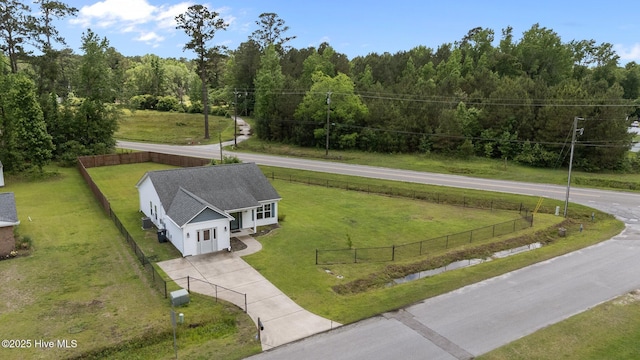 view from above of property featuring a forest
