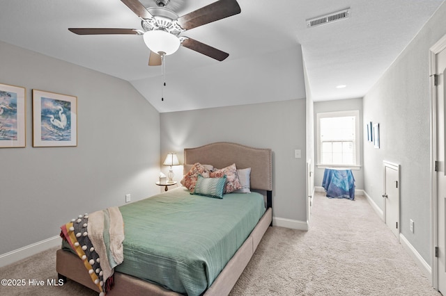 bedroom featuring carpet flooring, baseboards, and a ceiling fan