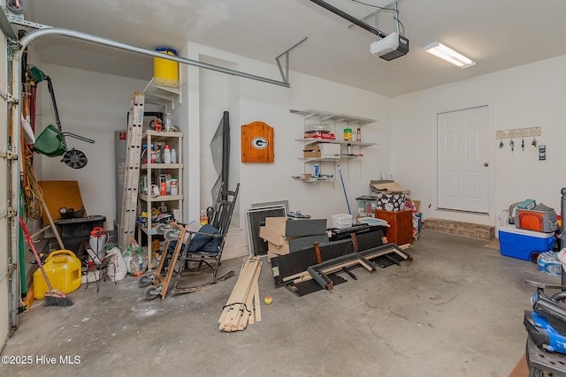 garage with a garage door opener
