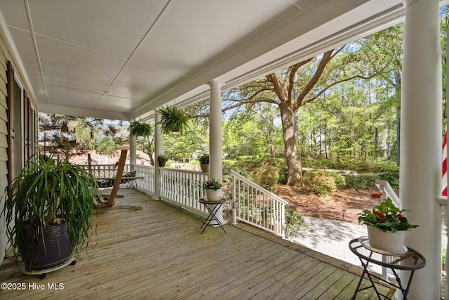 deck featuring a porch