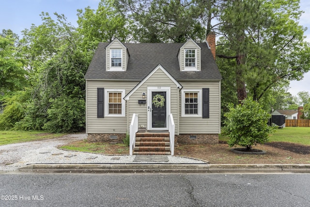 102 E 9th St, Washington, NC 27889 - new england style home with crawl space, entry steps, and a shingled roof
