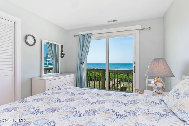 6301 Ocean Dr, Emerald Isle, NC 28594 - bedroom with access to exterior and a water view