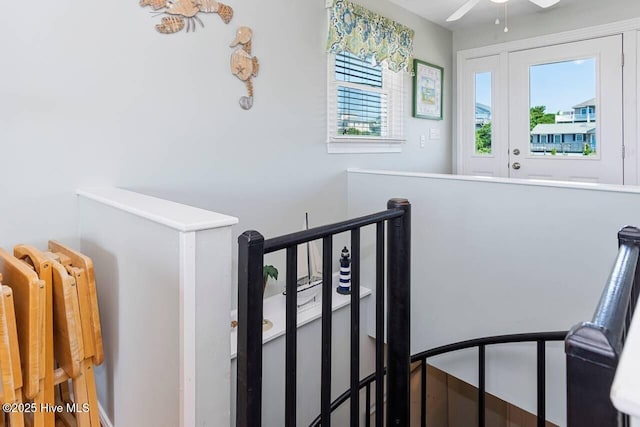 6301 Ocean Dr, Emerald Isle, NC 28594 - staircase with ceiling fan