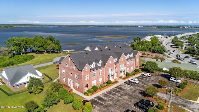 bird's eye view of a nearby body of water
