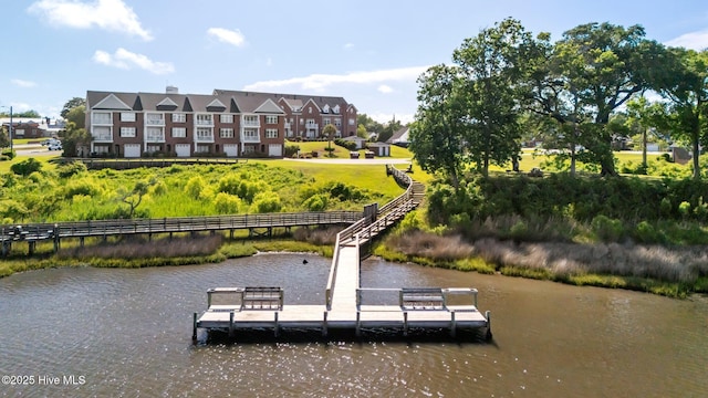 dock area featuring a water view