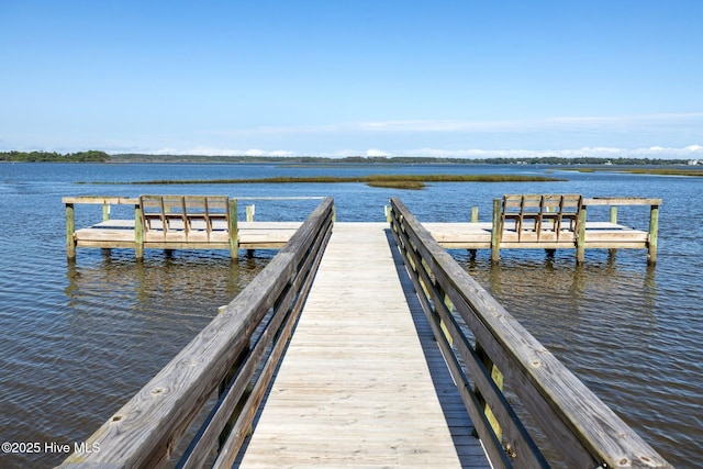 dock area featuring a water view