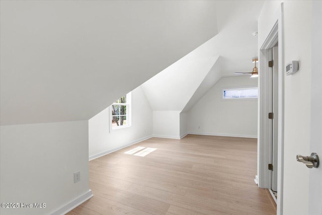 355 S Middleton Dr NW, Calabash, NC 28467 - bonus room featuring light wood-type flooring, baseboards, lofted ceiling, and a ceiling fan