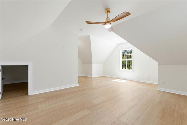 355 S Middleton Dr NW, Calabash, NC 28467 - additional living space featuring light wood-type flooring, lofted ceiling, ceiling fan, and baseboards