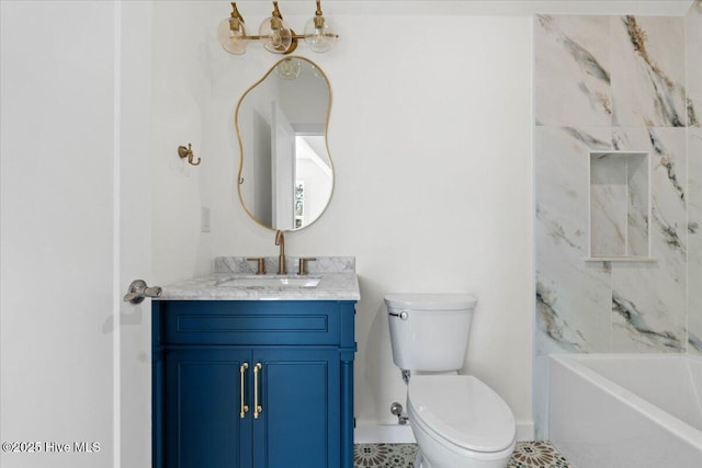 355 S Middleton Dr NW, Calabash, NC 28467 - bathroom with vanity, toilet, tile patterned floors, baseboards, and bathing tub / shower combination