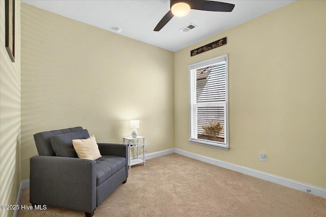97 Eagle Claw Dr, Calabash, NC 28467 - sitting room featuring baseboards, light carpet, and a ceiling fan