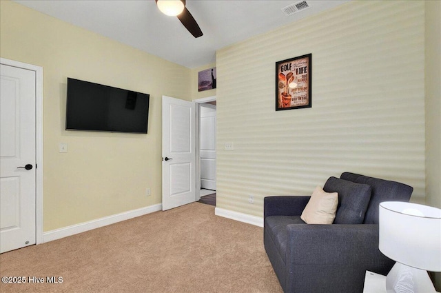97 Eagle Claw Dr, Calabash, NC 28467 - sitting room with carpet flooring, a ceiling fan, and baseboards