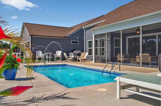 97 Eagle Claw Dr, Calabash, NC 28467 - outdoor pool with a patio area and ceiling fan