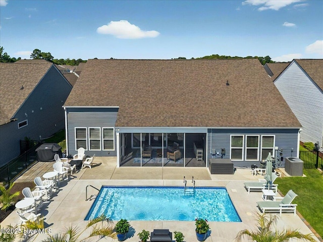 97 Eagle Claw Dr, Calabash, NC 28467 - rear view of property featuring roof with shingles, a patio area, and an outdoor pool
