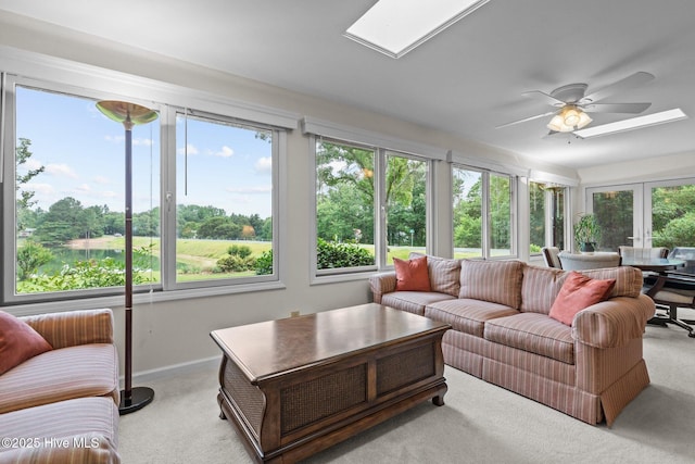 106 Millstone Rd, West End, NC 27376 - sunroom / solarium featuring carpet, a skylight, and baseboards
