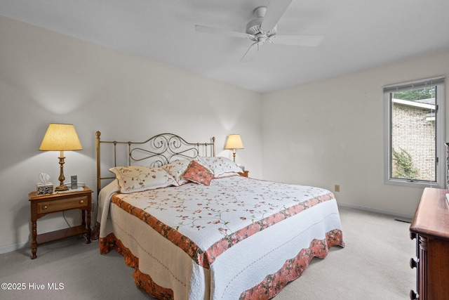 106 Millstone Rd, West End, NC 27376 - bedroom featuring light carpet, baseboards, and ceiling fan