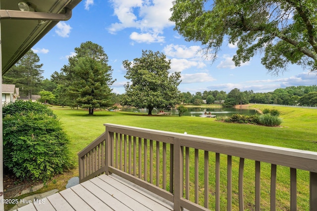 106 Millstone Rd, West End, NC 27376 - wooden terrace featuring a water view and a lawn