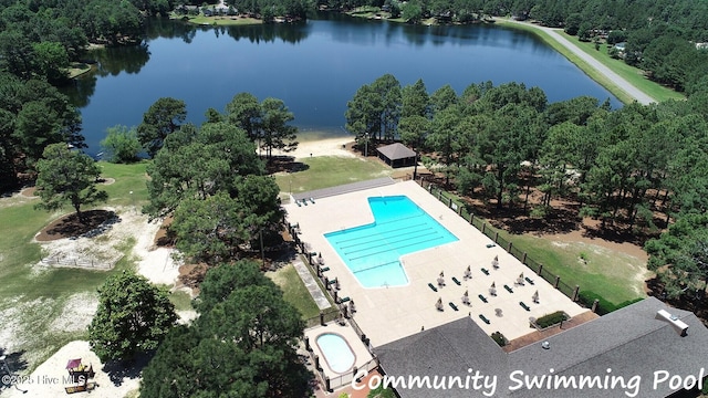 106 Millstone Rd, West End, NC 27376 - bird's eye view of a pool and a nearby body of water