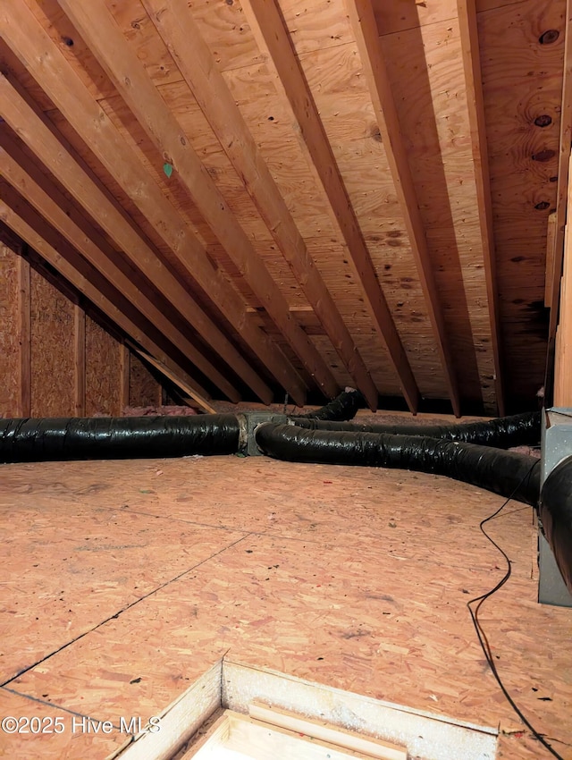 view of unfinished attic