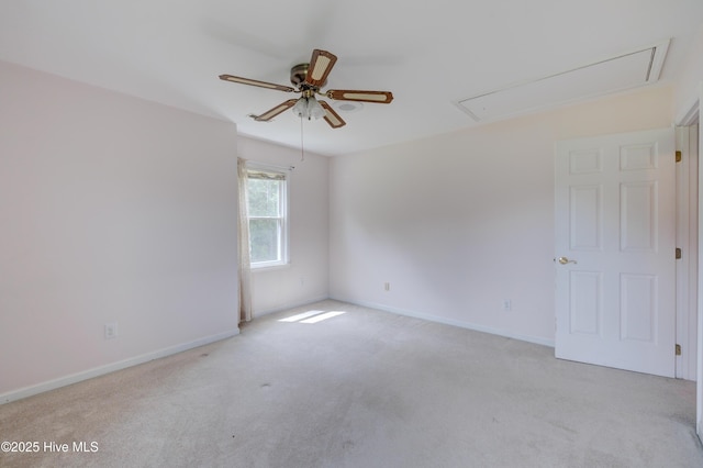 15554 US Highway 421, Burgaw, NC 28425 - empty room with attic access, a ceiling fan, light colored carpet, and baseboards