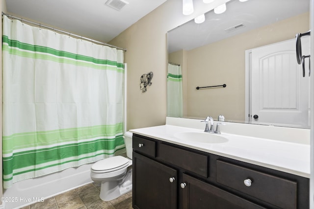 202 Bungalow Rd, Holly Ridge, NC 28445 - full bathroom featuring toilet, vanity, and shower / bathtub combination with curtain
