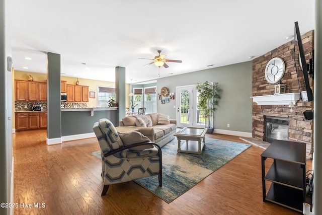 5613 Swiss Stone Ct, Wilmington, NC 28412 - living area with a ceiling fan, plenty of natural light, light wood-type flooring, and recessed lighting