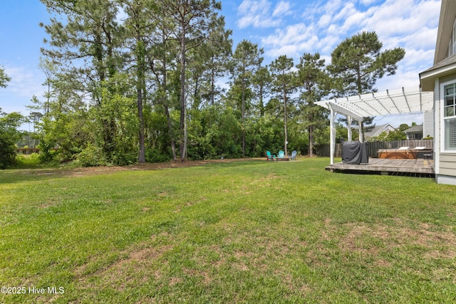 5613 Swiss Stone Ct, Wilmington, NC 28412 - view of grassy yard with a pergola and a deck