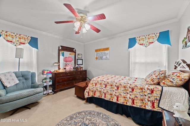 120 Oakes Rd, Hookerton, NC 28538 - bedroom featuring carpet flooring, ornamental molding, and a ceiling fan
