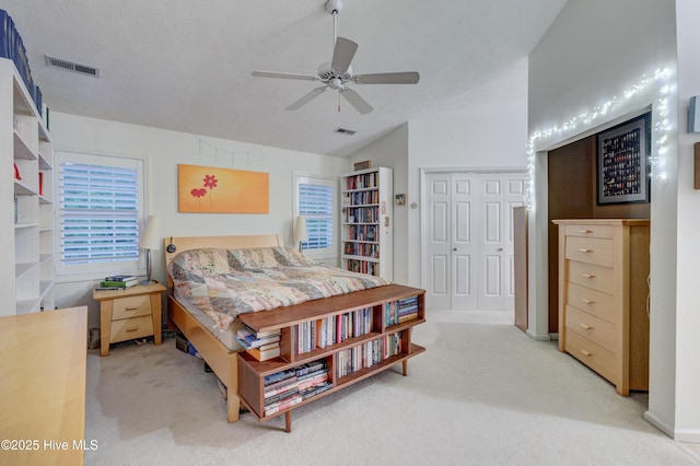 3508 Whispering Pines Ct, Wilmington, NC 28409 - bedroom featuring light colored carpet, a closet, and ceiling fan