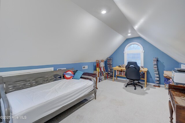 3508 Whispering Pines Ct, Wilmington, NC 28409 - carpeted bedroom featuring lofted ceiling